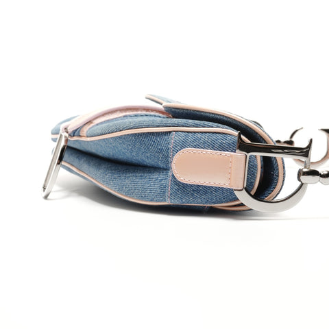 Christian Dior Denim saddle bag one belt Shoulder Bag blue WS26495