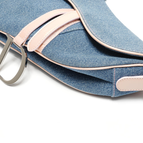 Christian Dior Denim saddle bag one belt Shoulder Bag blue WS26495