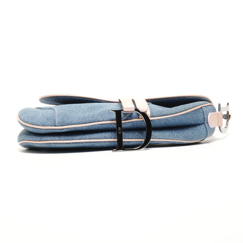 Christian Dior Denim saddle bag one belt Shoulder Bag blue WS26495