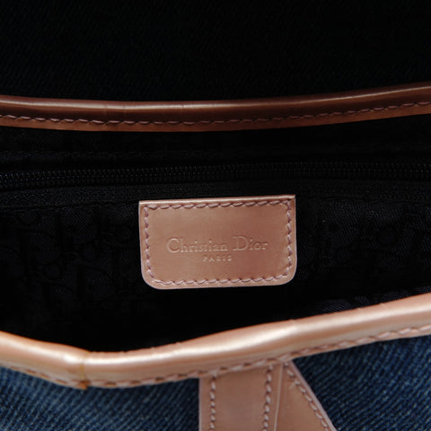 Christian Dior Denim saddle bag one belt Shoulder Bag blue WS26495