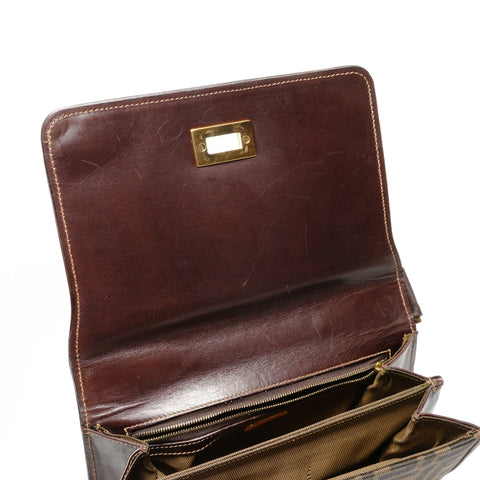 FENDI Zucca canvas with FF logo Handbag Brown WS26497