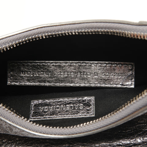 BALENCIAGA Le Cagoule Metallic Shoulder Bag Silver WS26499