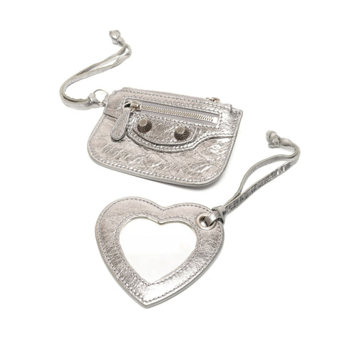 BALENCIAGA Le Cagoule Metallic Shoulder Bag Silver WS26499
