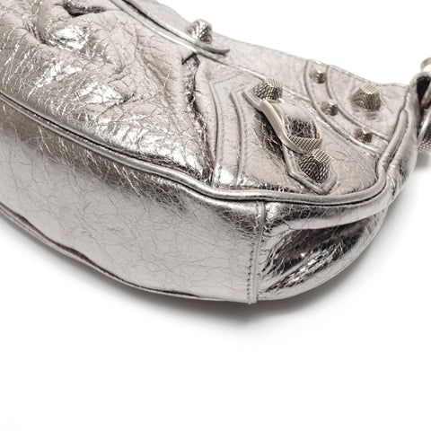 BALENCIAGA Le Cagoule Metallic Shoulder Bag Silver WS26499