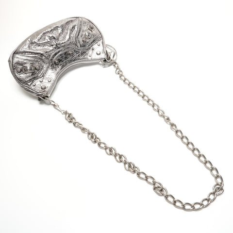 BALENCIAGA Le Cagoule Metallic Shoulder Bag Silver WS26499