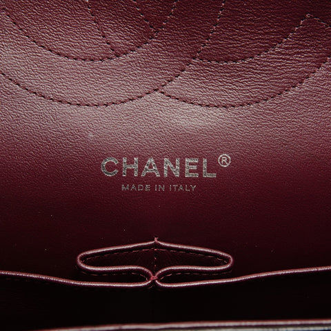 CHANEL No. 18 2013-2014 Lambskin Double Flap Matelasse 11.8" Silver Metal Shoulder Bag black WS26501