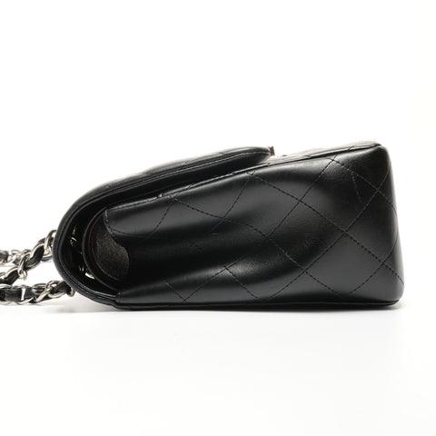 CHANEL No. 18 2013-2014 Lambskin Double Flap Matelasse 11.8" Silver Metal Shoulder Bag black WS26501