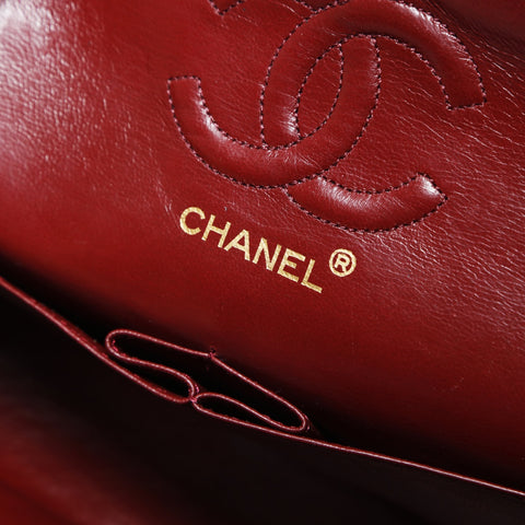CHANEL 0 Series 1986-1988 Lambskin Mini Matelasse 9.1" Double Flap Shoulder Bag black WS26506