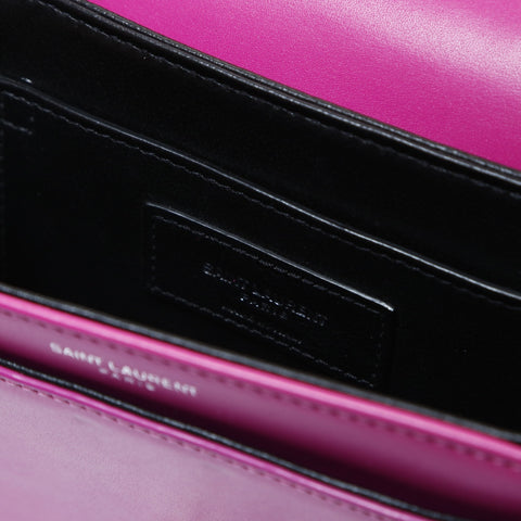 YVES SAINT LAURENT Solferino 小号挎包带 YSL 徽标金属银色单肩包粉色 WS26509