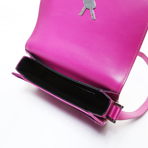 YVES SAINT LAURENT Solferino 小号挎包带 YSL 徽标金属银色单肩包粉色 WS26509