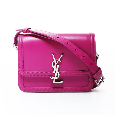 YVES SAINT LAURENT Solferino 小号挎包带 YSL 徽标金属银色单肩包粉色 WS26509