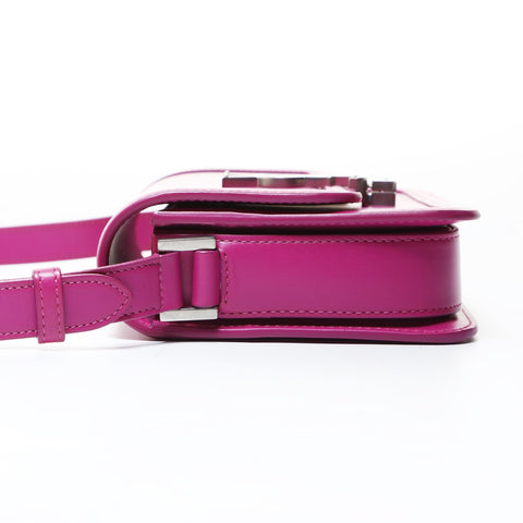 YVES SAINT LAURENT Solferino 小号挎包带 YSL 徽标金属银色单肩包粉色 WS26509
