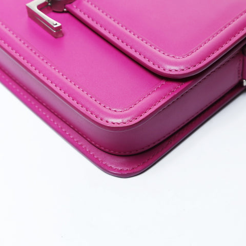 YVES SAINT LAURENT Solferino 小号挎包带 YSL 徽标金属银色单肩包粉色 WS26509