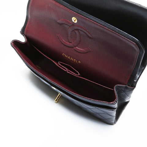CHANEL Lambskin Matelasse Double Flap 9.8" 15th Series 2011 Shoulder Bag black WS26513