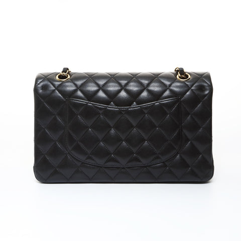 CHANEL Lambskin Matelasse Double Flap 9.8" 15th Series 2011 Shoulder Bag black WS26513