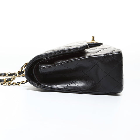 CHANEL Lambskin Matelasse Double Flap 9.8" 15th Series 2011 Shoulder Bag black WS26513