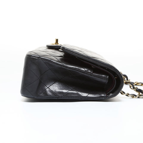 CHANEL Lambskin Matelasse Double Flap 9.8" 15th Series 2011 Shoulder Bag black WS26513