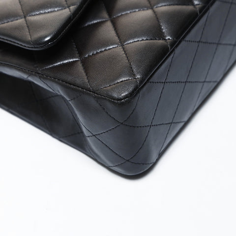 CHANEL Lambskin Matelasse Double Flap 9.8" 15th Series 2011 Shoulder Bag black WS26513
