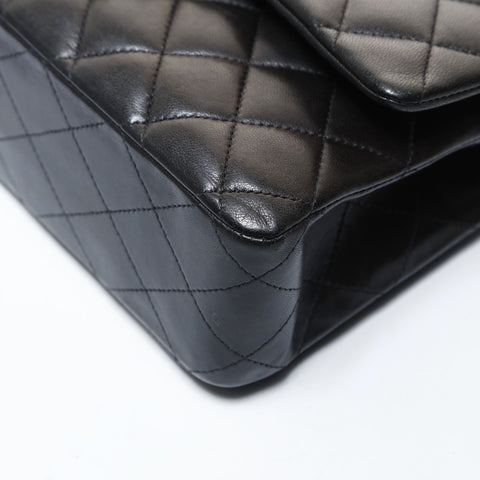 CHANEL Lambskin Matelasse Double Flap 9.8" 15th Series 2011 Shoulder Bag black WS26513