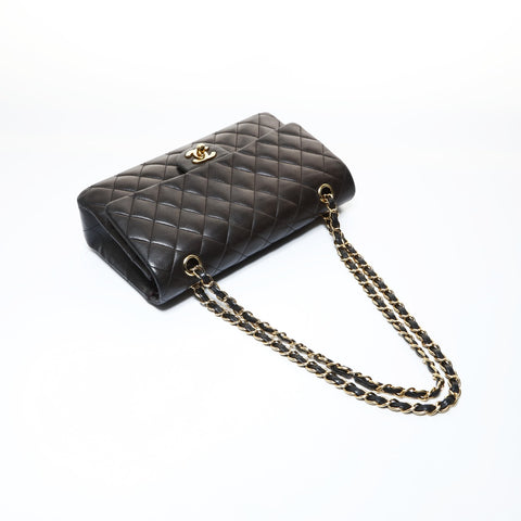CHANEL Lambskin Matelasse Double Flap 9.8" 15th Series 2011 Shoulder Bag black WS26513