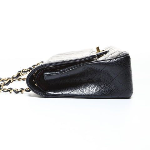 CHANEL Double Flap Matelasse 9.8" Caviar Skin 21 Series 2015-2016 Shoulder Bag black WS26514
