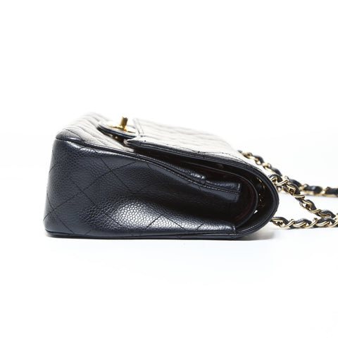 CHANEL Double Flap Matelasse 9.8" Caviar Skin 21 Series 2015-2016 Shoulder Bag black WS26514