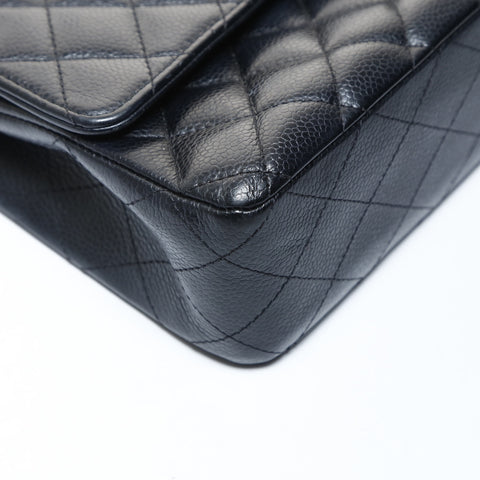 CHANEL Double Flap Matelasse 9.8" Caviar Skin 21 Series 2015-2016 Shoulder Bag black WS26514