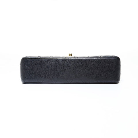 CHANEL Double Flap Matelasse 9.8" Caviar Skin 21 Series 2015-2016 Shoulder Bag black WS26514