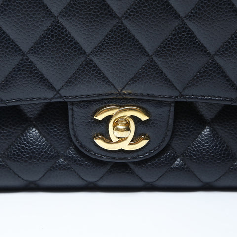 CHANEL Double Flap Matelasse 9.8" Caviar Skin 21 Series 2015-2016 Shoulder Bag black WS26514