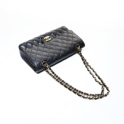 CHANEL Double Flap Matelasse 9.8" Caviar Skin 21 Series 2015-2016 Shoulder Bag black WS26514