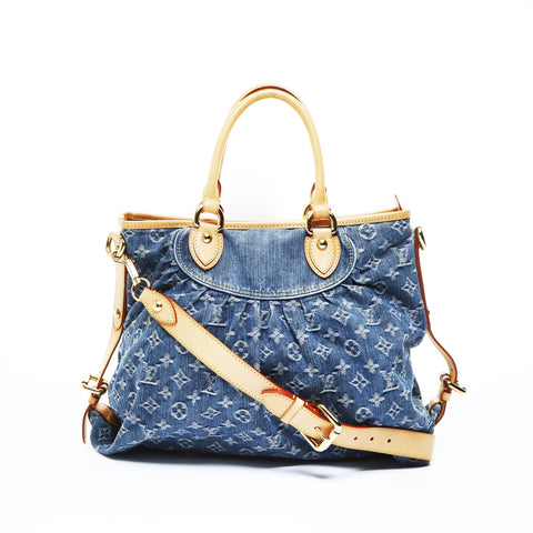 LOUIS VUITTON Neocavi MM Monogram Denim M95349 2007 Shoulder Bag blue WS26515