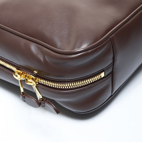 Miu Miu Nappa Leather Beau Logo Bowling Bag Shoulder Bag Brown WS26516