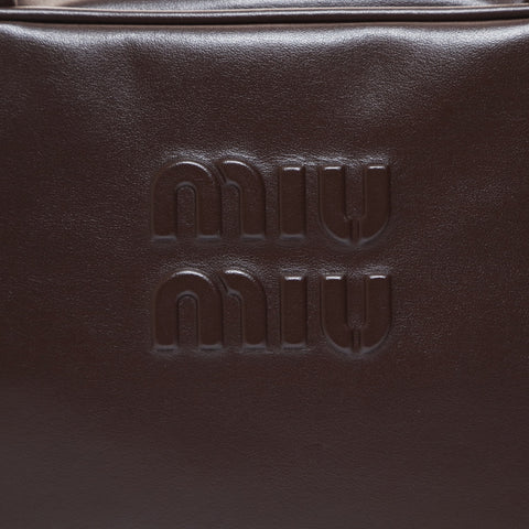 Miu Miu Nappa Leather Beau Logo Bowling Bag Shoulder Bag Brown WS26516