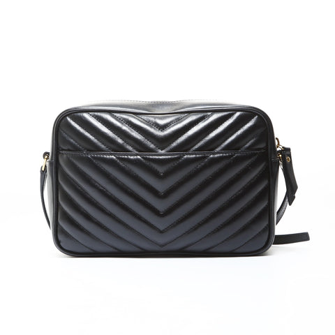 YVES SAINT LAURENT Lucasandra V-stitch YSL logo Shoulder Bag black WS26520