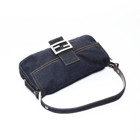FENDI Denim Mamma Bucket One Belt Shoulder Bag blue WS26526