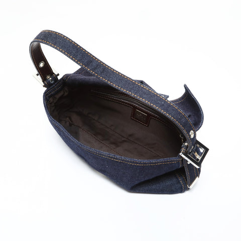 FENDI Denim Mamma Bucket One Belt Shoulder Bag blue WS26526