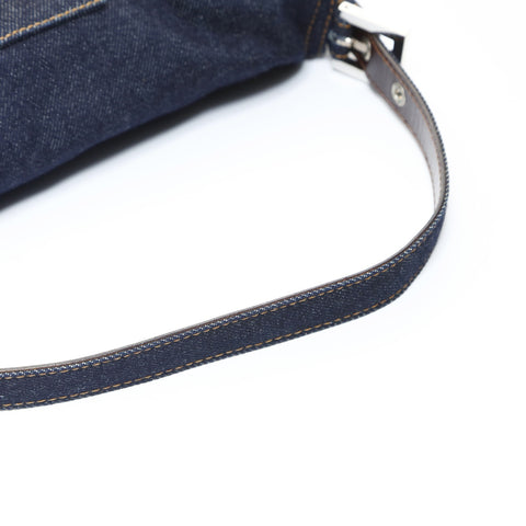 FENDI Denim Mamma Bucket One Belt Shoulder Bag blue WS26526