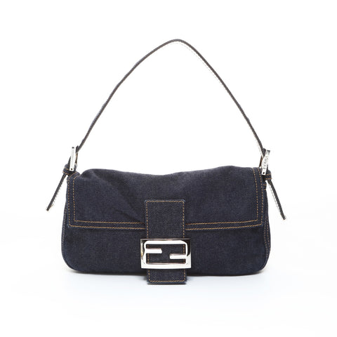 FENDI Denim Mamma Bucket One Belt Shoulder Bag blue WS26526