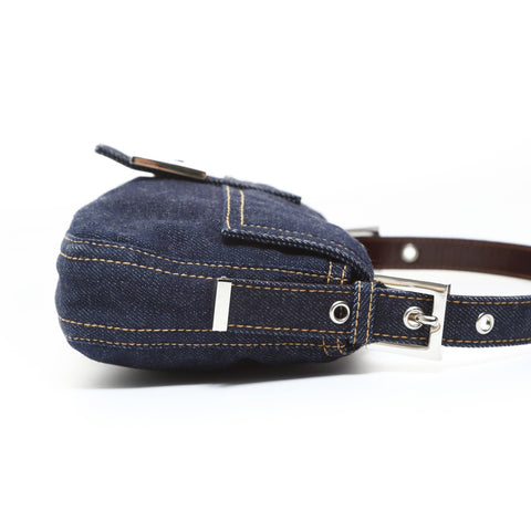 FENDI Denim Mamma Bucket One Belt Shoulder Bag blue WS26526