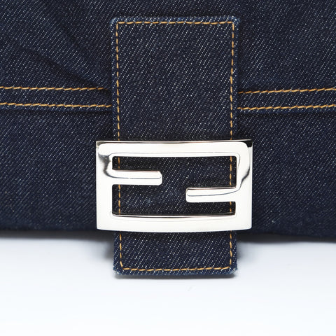 FENDI Denim Mamma Bucket One Belt Shoulder Bag blue WS26526