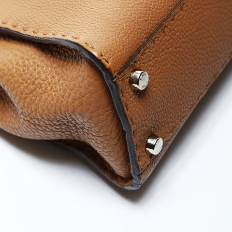 FENDI Peekaboo Wave Selleria 2way Shoulder Bag Brown WS26531