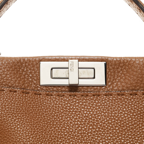 FENDI Peekaboo Wave Selleria 2way Shoulder Bag Brown WS26531