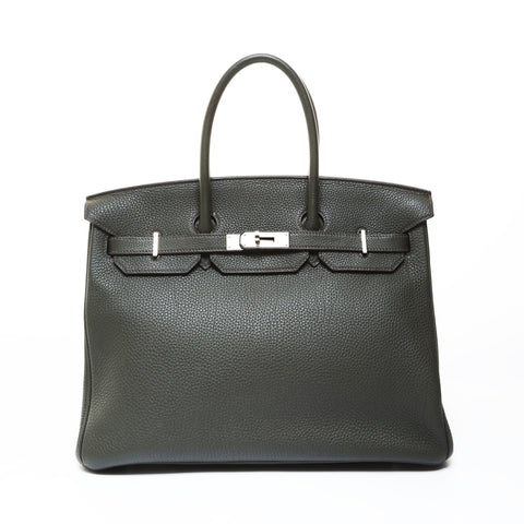 HERMES Birkin 35 Togo □P stamp 2012 Handbag khaki WS26540