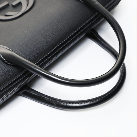 GUCCI Interlocking G Leather Briefcase Business Bag Handbag black WS26541