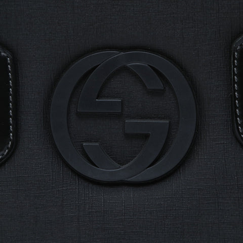 GUCCI Interlocking G Leather Briefcase Business Bag Handbag black WS26541