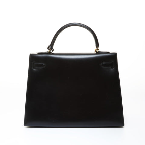 HERMES 1994 Kelly 32 with X stamp Handbag black WS26546