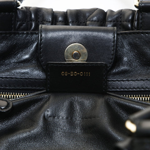 Christian Dior Leather Gathered 2way Tote Bag black WS26549