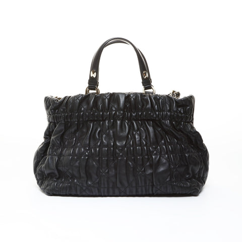 Christian Dior Leather Gathered 2way Tote Bag black WS26549