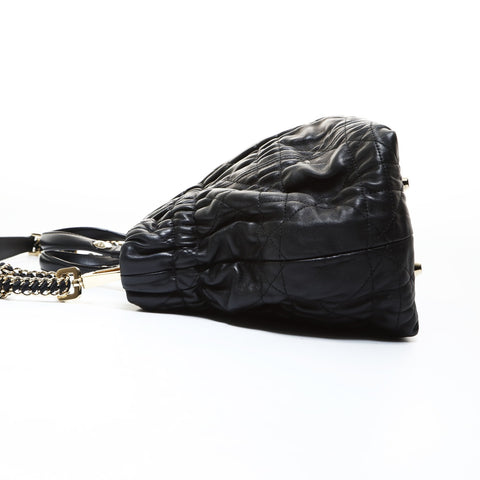 Christian Dior Leather Gathered 2way Tote Bag black WS26549