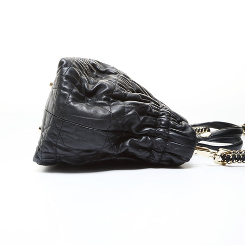 Christian Dior Leather Gathered 2way Tote Bag black WS26549